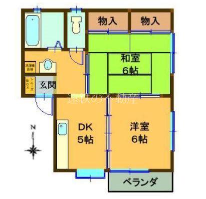 クレッシェンド(2DK/1階)の間取り写真