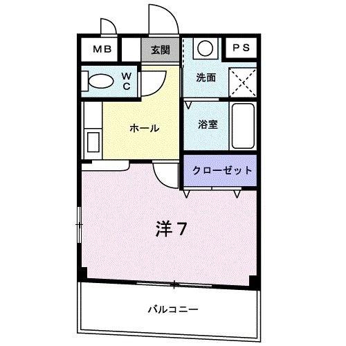 カサデローザ(1K/1階)の間取り写真
