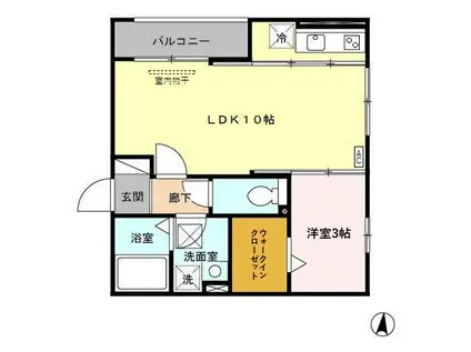 レセンテYOU(1LDK/1階)の間取り写真