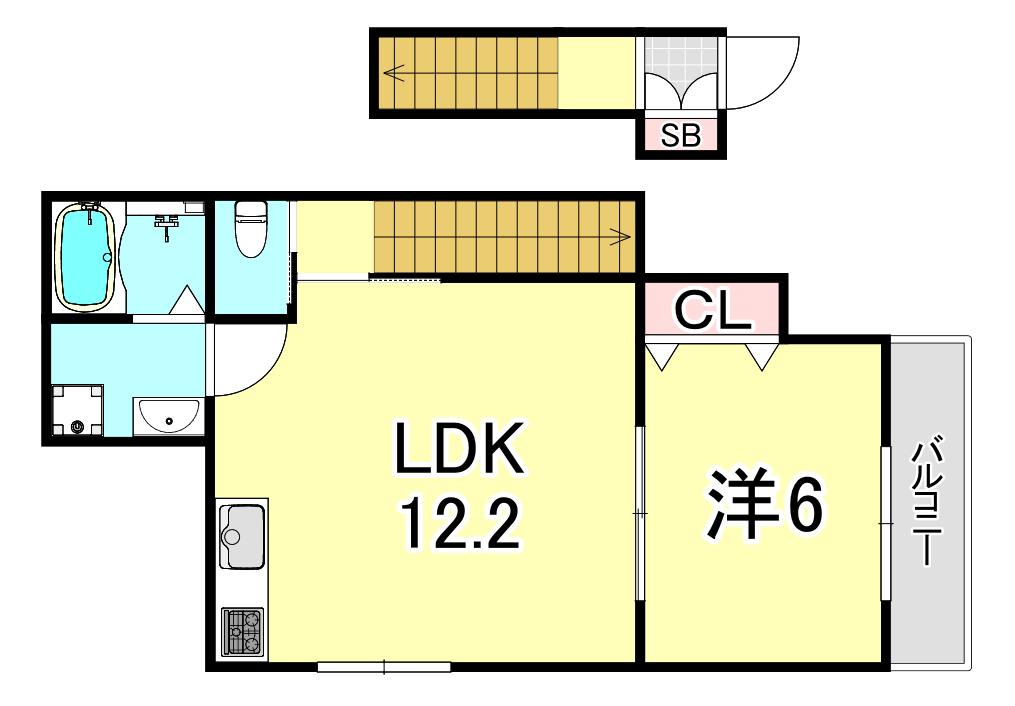 シェリル神戸岡本(1LDK/1階)の間取り写真