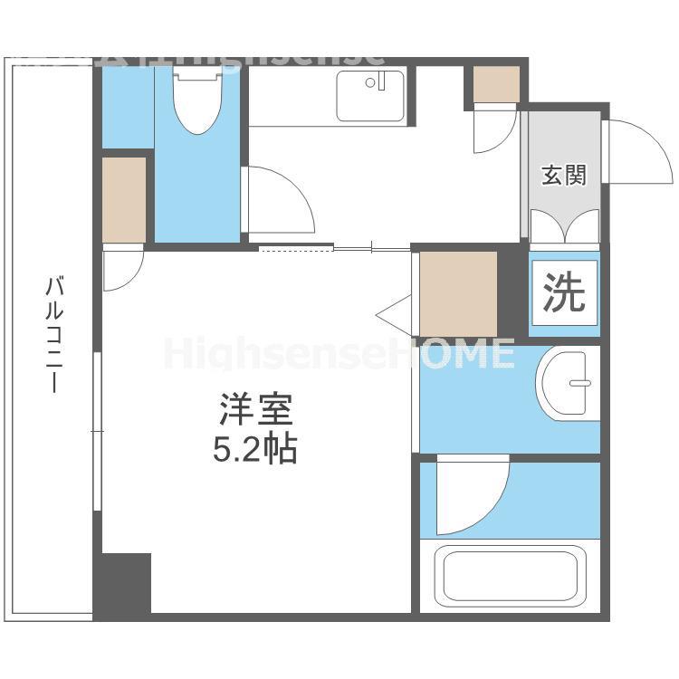 HUGE2(1K/5階)の間取り写真