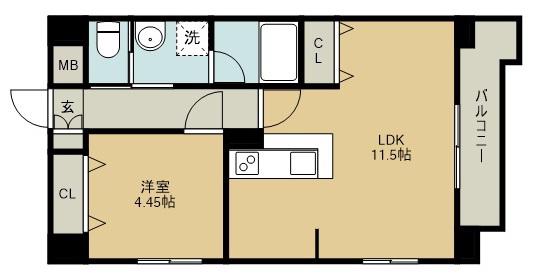 新田東レジデンス(1LDK/7階)の間取り写真
