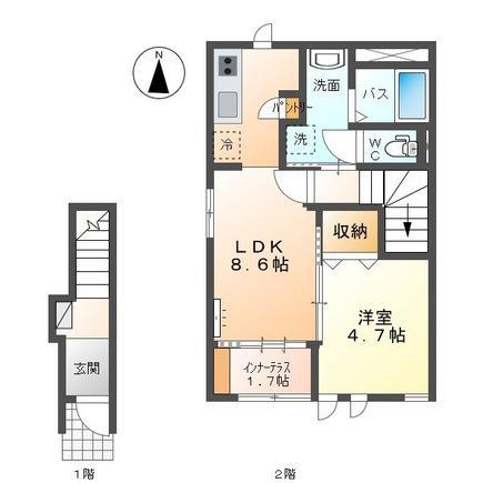 カンパニュラ(1LDK/2階)の間取り写真