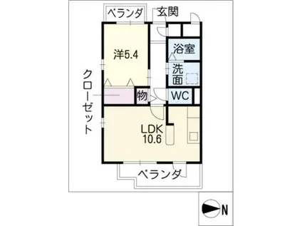 グラン・エスパスI(1LDK/2階)の間取り写真