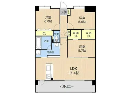 LIBTH平成駅前(3LDK/5階)の間取り写真