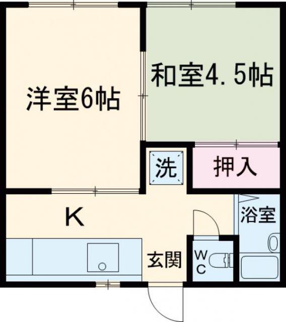 コスモスハイツ(2K/2階)の間取り写真