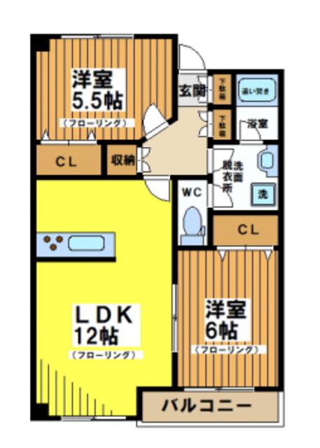 ラベンダーテラス(2LDK/2階)の間取り写真