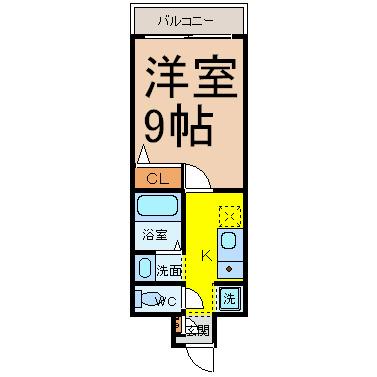サンパティーク東片端(1K/3階)の間取り写真