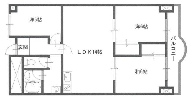 Kプラザ(3LDK/4階)の間取り写真