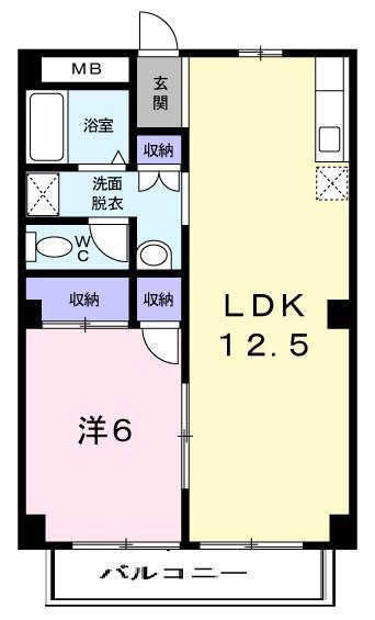 パルネット石田(1LDK/2階)の間取り写真
