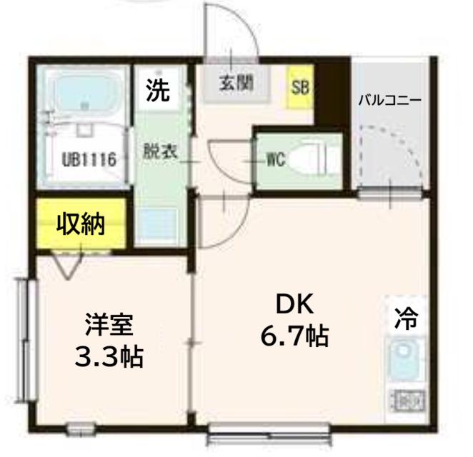 ハーモニーテラス高松V(1DK/1階)の間取り写真