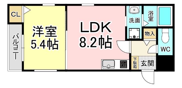 REGARO PLACE戸畑(1LDK/2階)の間取り写真