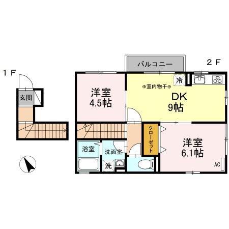 メゾン丸山(2DK/2階)の間取り写真