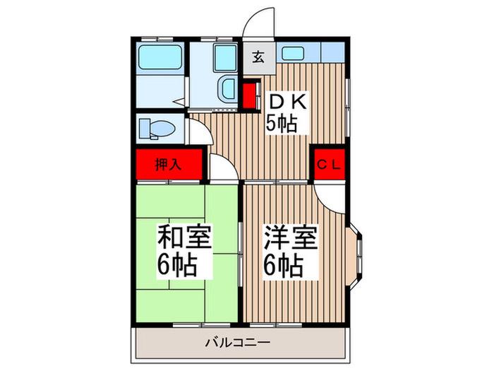 サンシティ八潮(2DK/1階)の間取り写真