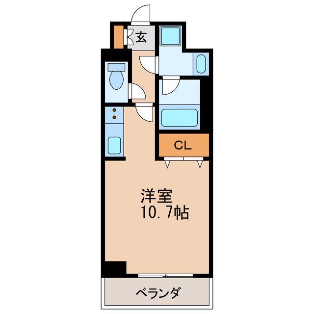 レジディア高岳(ワンルーム/3階)の間取り写真