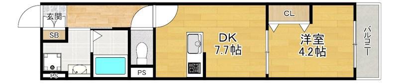 ウイング牧野駅前(1LDK/1階)の間取り写真
