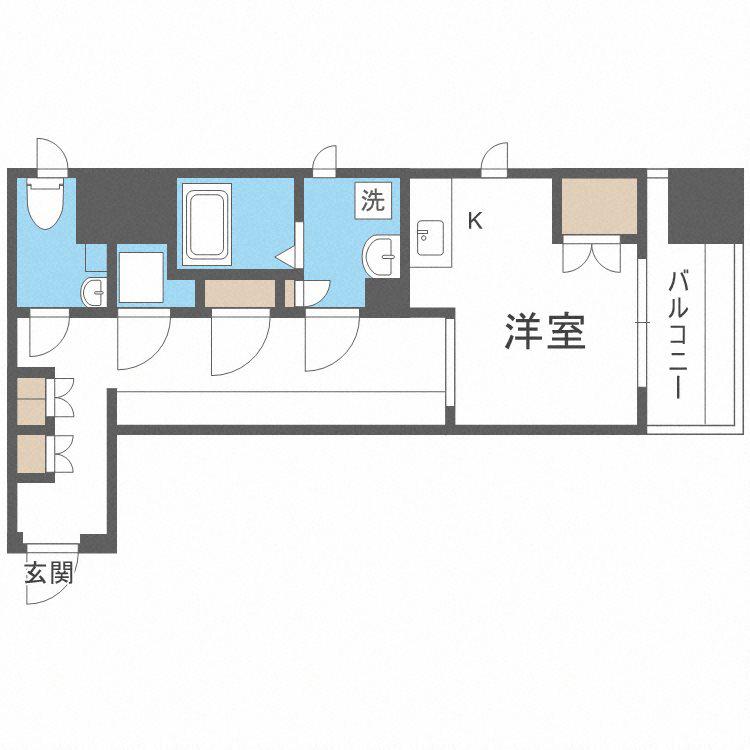 アーバンフラッツ瓦町(ワンルーム/7階)の間取り写真