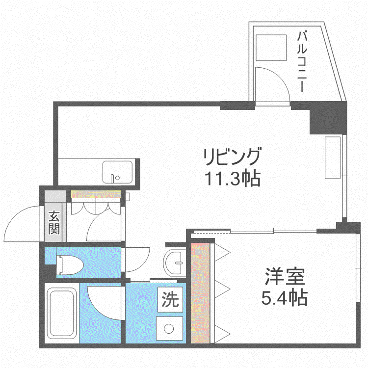 サムティ学園前(1LDK/5階)の間取り写真