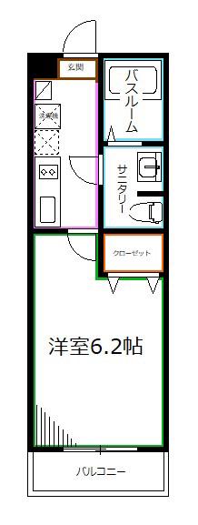 NKハイム(1K/2階)の間取り写真