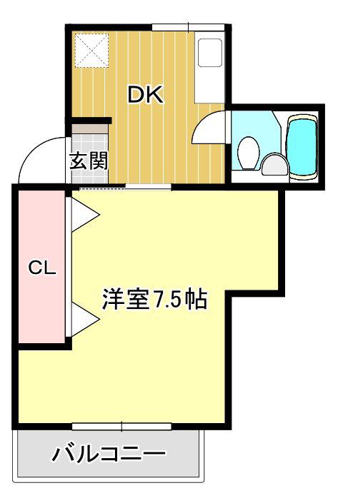 ウイズ高屋(1DK/1階)の間取り写真