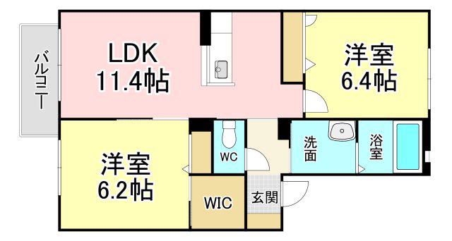 クラヴィエひびきの(2LDK/2階)の間取り写真