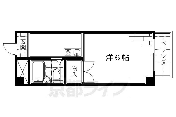京阪本線 墨染駅 徒歩3分 3階建 築35年(ワンルーム/3階)の間取り写真