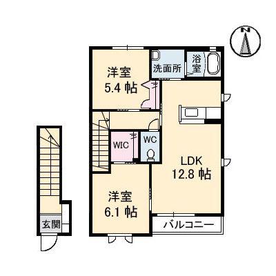 シャーメゾン アドニス II棟(2LDK/2階)の間取り写真