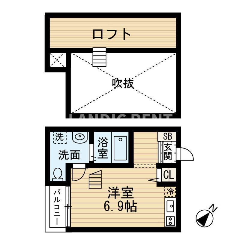 ボナール吉塚(ワンルーム/1階)の間取り写真
