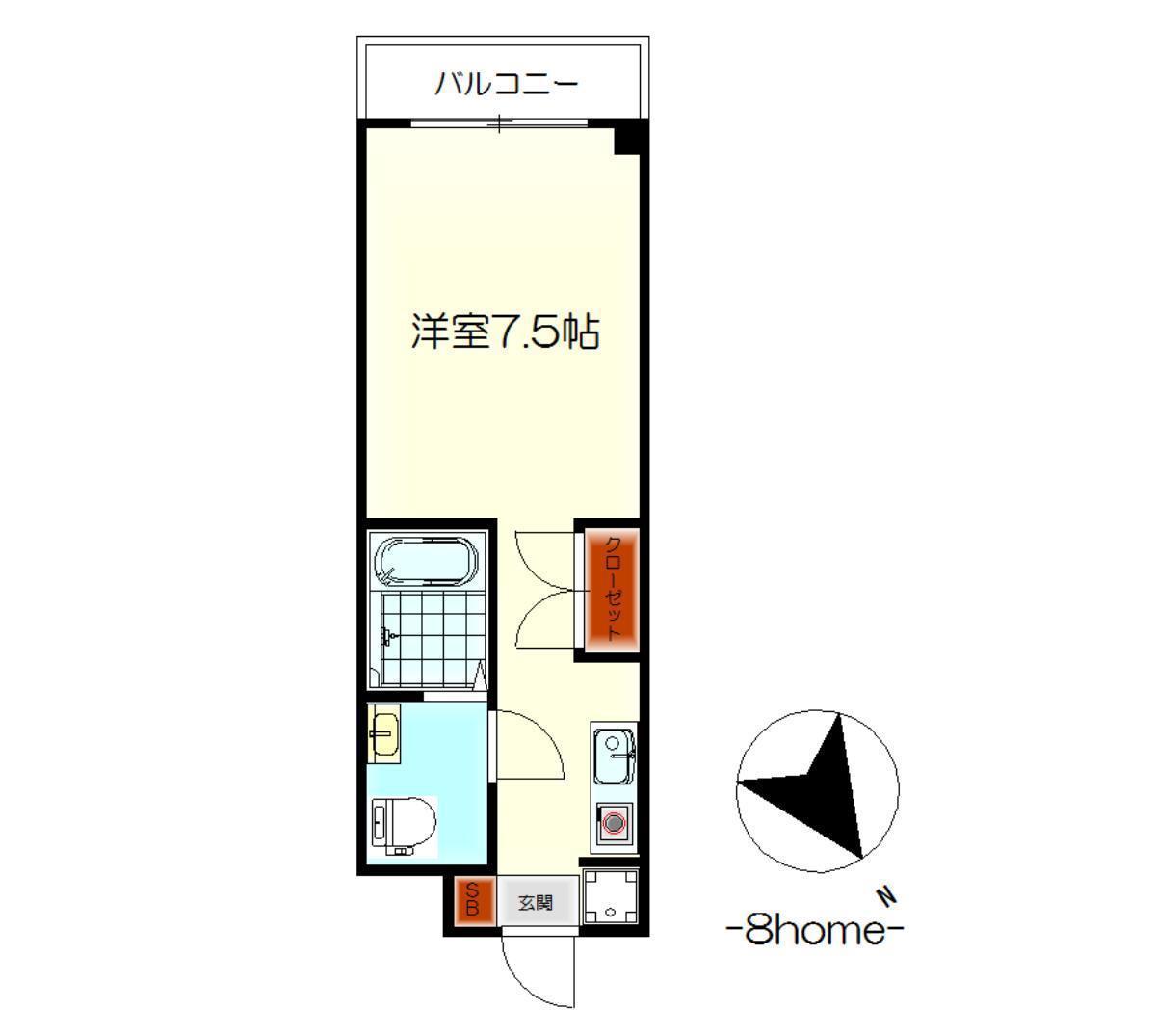 DER GLANZ.Y2 青山(1K/8階)の間取り写真