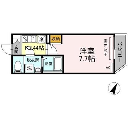 ARROWSAL目黒(1K/1階)の間取り写真