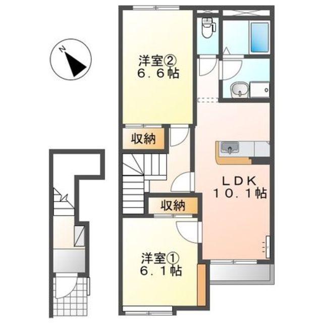 ひだまりの丘(2LDK/2階)の間取り写真