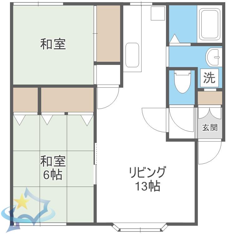PARK PLACE(2LDK/2階)の間取り写真