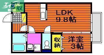 セブンI棟(1LDK/2階)の間取り写真