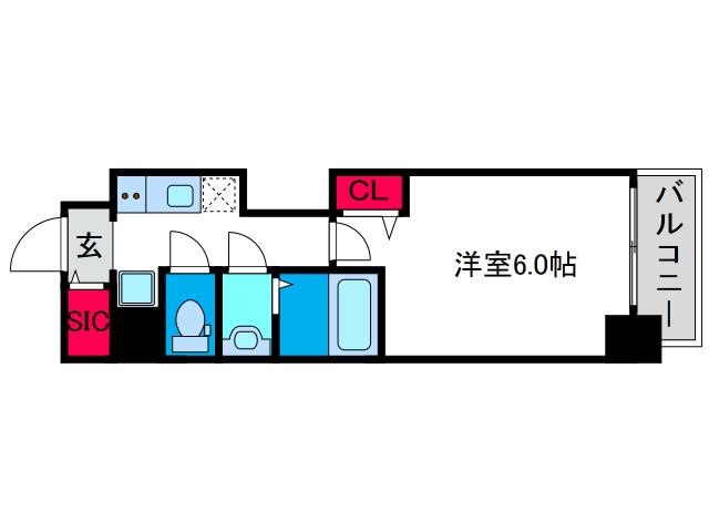プレミアムコート天王寺イースト(1K/9階)の間取り写真