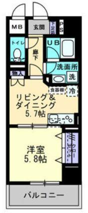 エルドラード常磐町(1DK/8階)の間取り写真