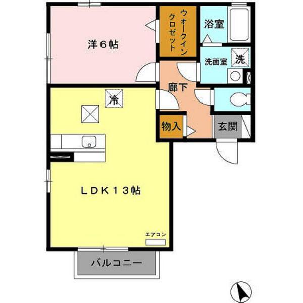 ウィックス(1LDK/1階)の間取り写真