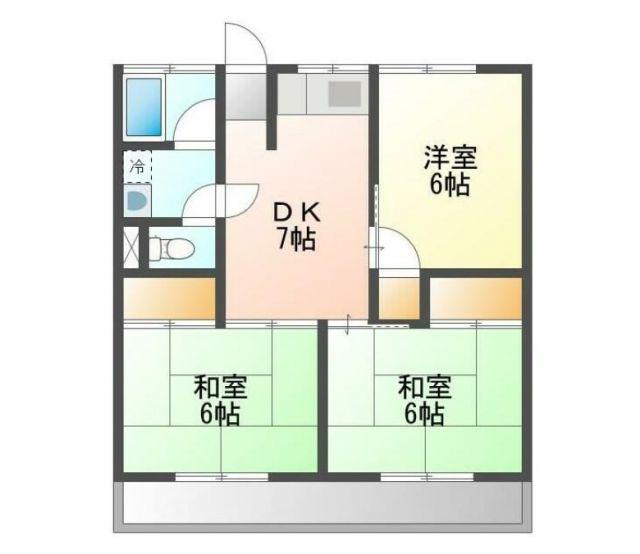 コーポ簑原(3DK/1階)の間取り写真