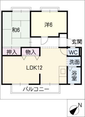 らんちょさんたふぇA棟(2LDK/2階)の間取り写真