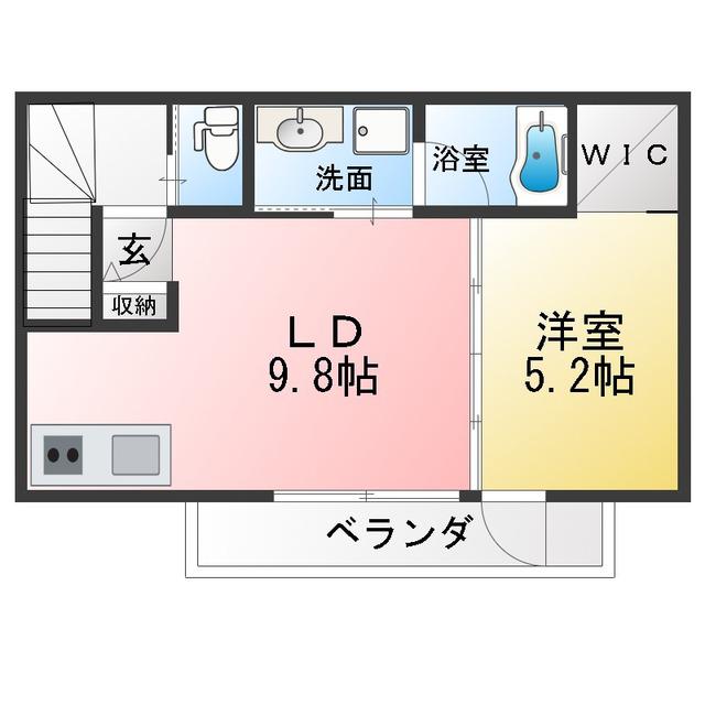 世田谷区桜上水二丁目アパート(1LDK/2階)の間取り写真
