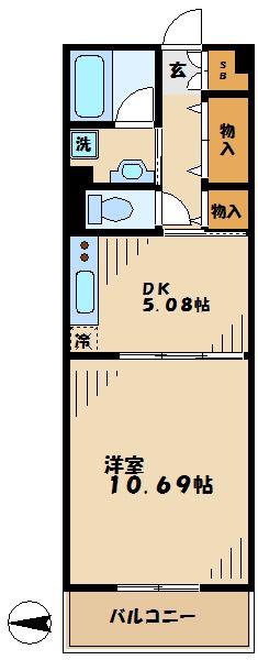 ロイヤルパーク多摩川1(1DK/3階)の間取り写真