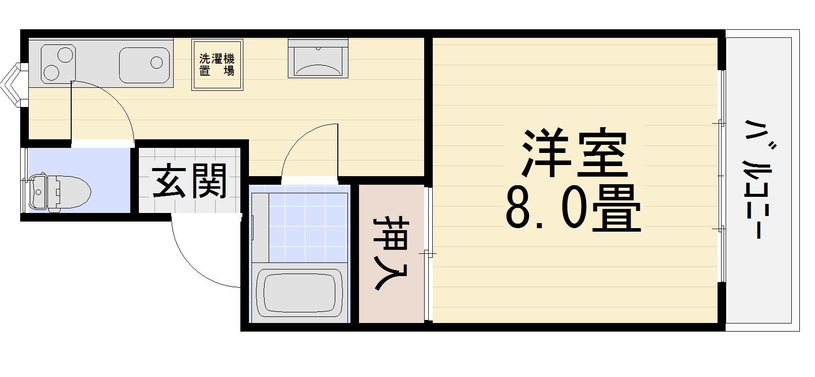 エスポワール伏見台2(1K/1階)の間取り写真
