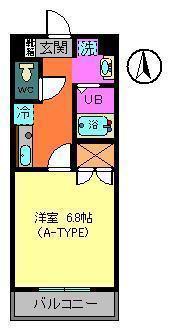 トレセリア暁町(1K/3階)の間取り写真