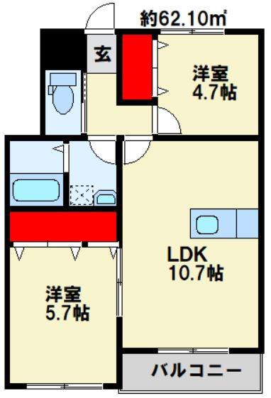 CONFORTOY折尾(2LDK/2階)の間取り写真