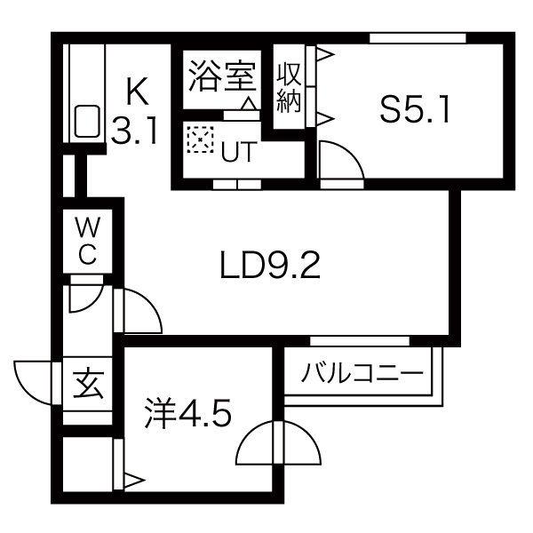 フォースアベニュー美園(2LDK/3階)の間取り写真