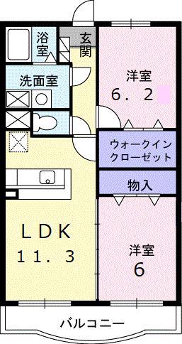 エテルノ・グランデ参番館(2LDK/2階)の間取り写真