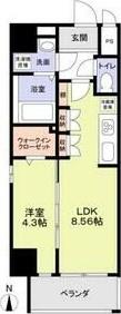クレストタワー栄(1LDK/2階)の間取り写真