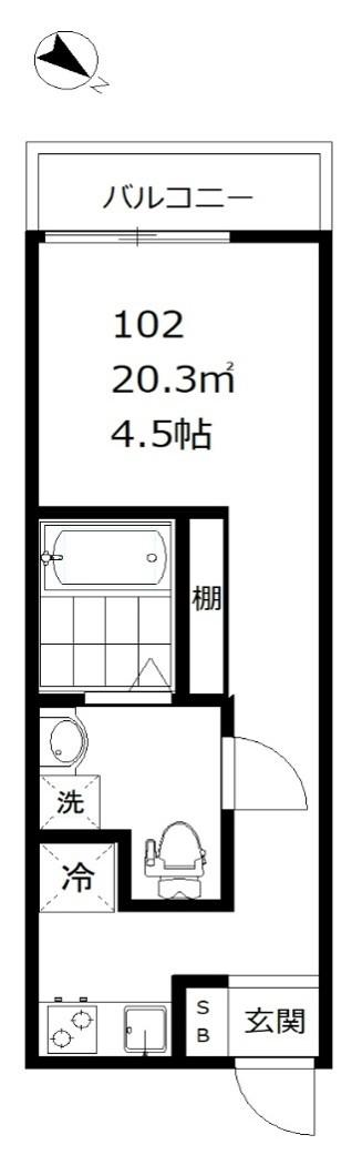 RPレジデンスななつぼし(1K/1階)の間取り写真