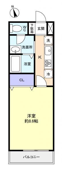 東葉高速鉄道 八千代中央駅 徒歩7分 2階建 築12年(1K/2階)の間取り写真