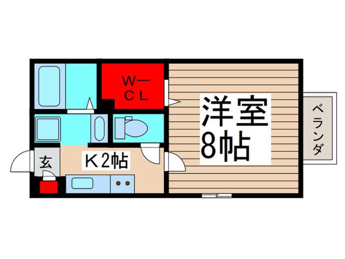 ベルハイム(1K/1階)の間取り写真
