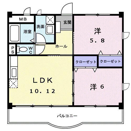 ニューグランド オアシス(2LDK/1階)の間取り写真